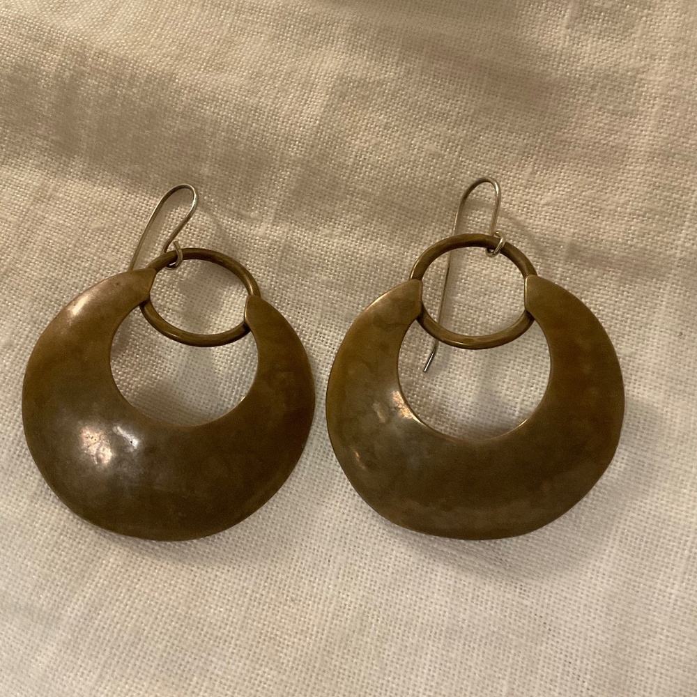 Marjorie Baer Brass Earrings Vintage